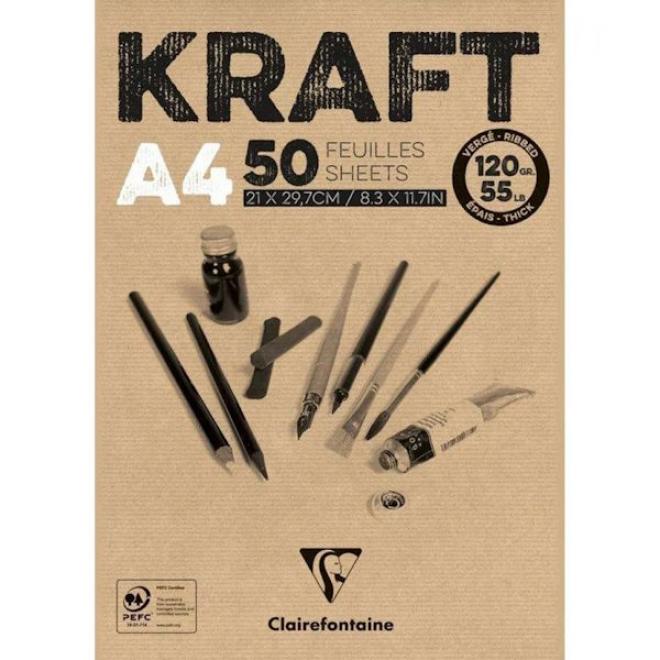 Μπλοκ σχεδίου Clairefontaine Kraft 50 φύλλων A4 21x29.7cm 120gr - 3329689758154