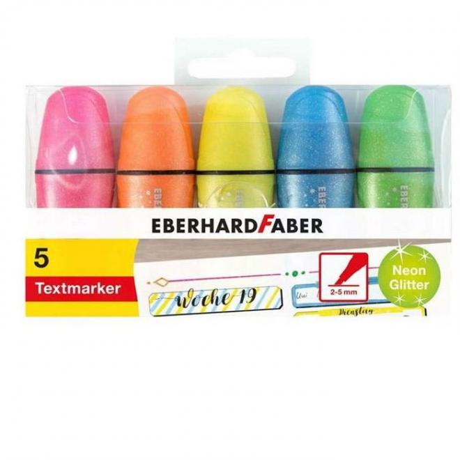 Μαρκαδόρος υπογραμμίσεως mini glitter neon 5τεμ. Eberhard Faber - 4087205514088